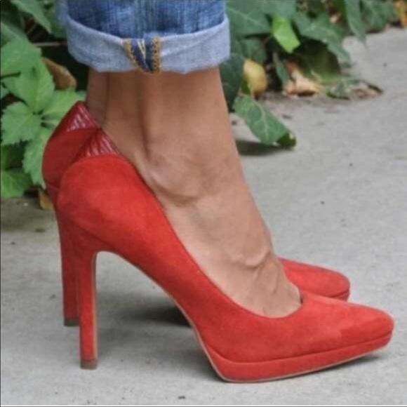 SAM EDELMAN Red ‘Celia’ Point Heels Suede Leather - Picture 6 of 6